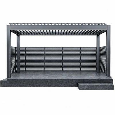 Aluminum Pergola, Rainproof, Electrically Adjustable Gazebo, Electric Louvered Awning, Outdoor Patio Sunshade.