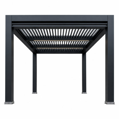 Aluminum Pergola, Rainproof, Electrically Adjustable Gazebo, Electric Louvered Awning, Outdoor Patio Sunshade.