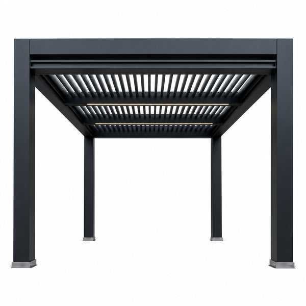Aluminum Pergola, Rainproof, Electrically Adjustable Gazebo, Electric Louvered Awning, Outdoor Patio Sunshade.