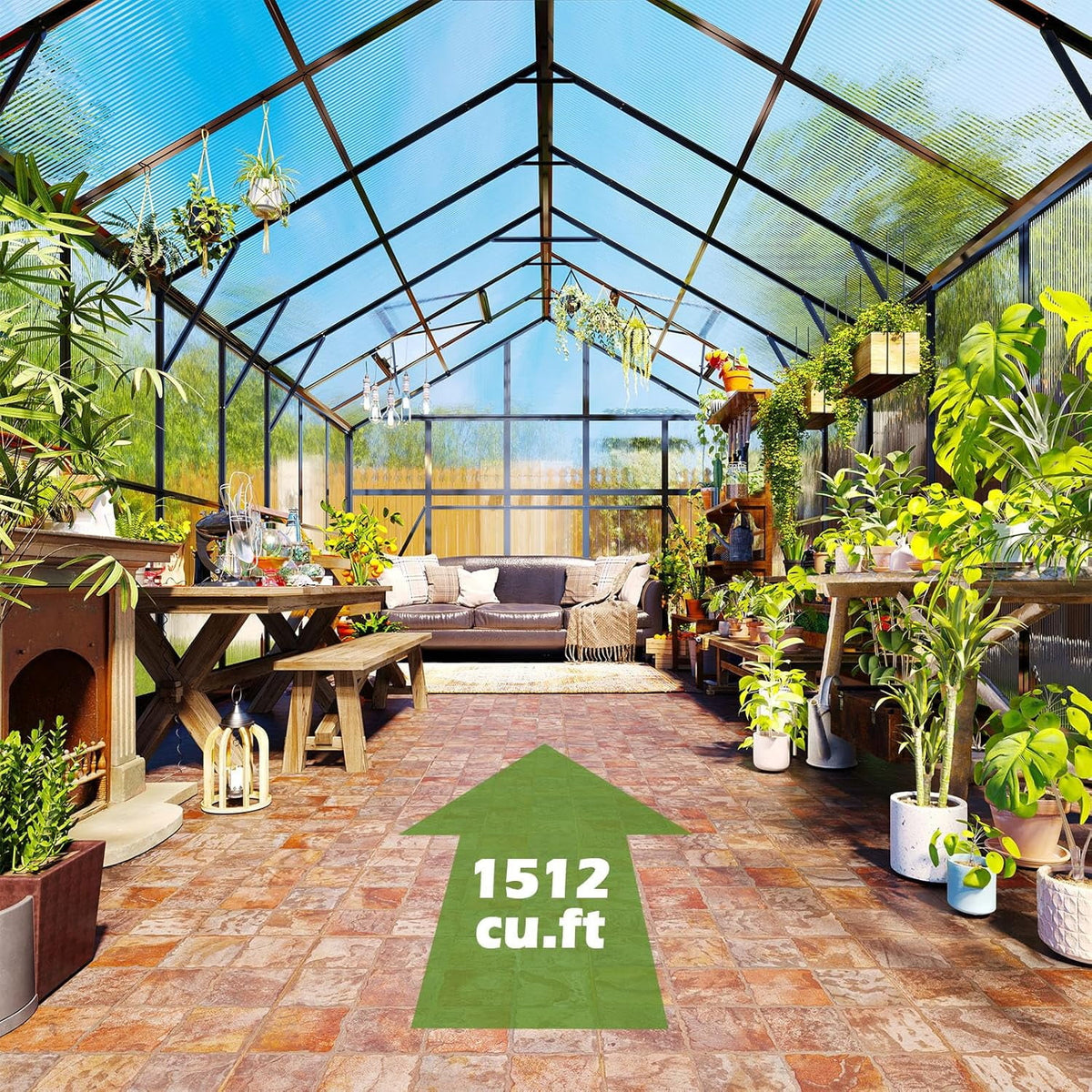 10X18 Ft Polycarbonate Greenhouse with Rain Gutter & 4 Roof Vents, Heavy Duty Aluminum Greenhouse for Outdoor Garden Backyard, Black