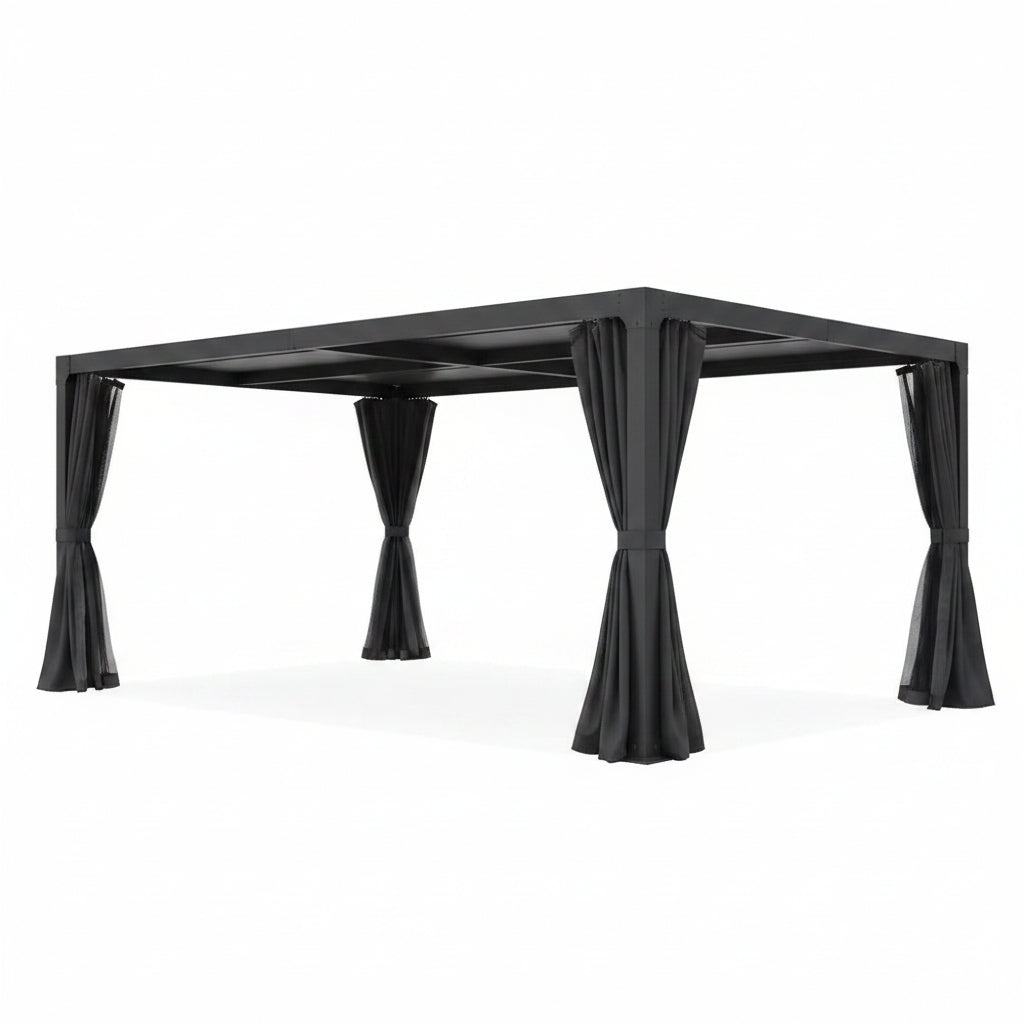 Outdoor Pergola Built for Adjustable Shade Control, 12x20 Ft Aluminum Frame, Waterproof Louvered Roof