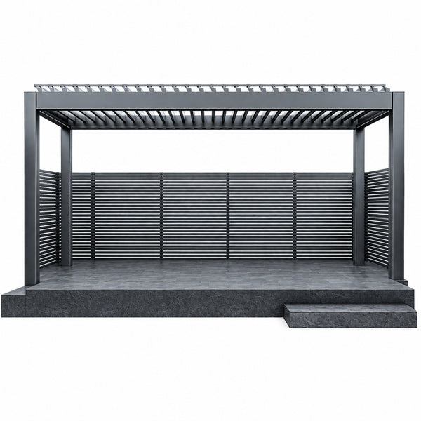 Aluminum Pergola, Rainproof, Electrically Adjustable Gazebo, Electric Louvered Awning, Outdoor Patio Sunshade.
