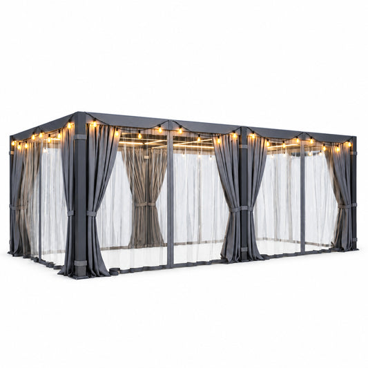 Pergola 12'X20' with Adjustable Roof & Thick Aluminum Frame for All Weather