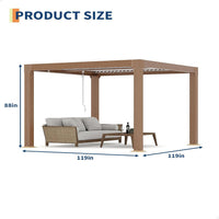 Outdoor Pergola Built for Year-Round Use, Adjustable Louvers, Aluminum Frame, Integrated Drainage System