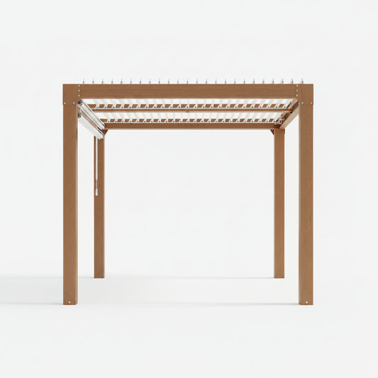 Outdoor Pergola Built for Year-Round Use, Adjustable Louvers, Aluminum Frame, Integrated Drainage System