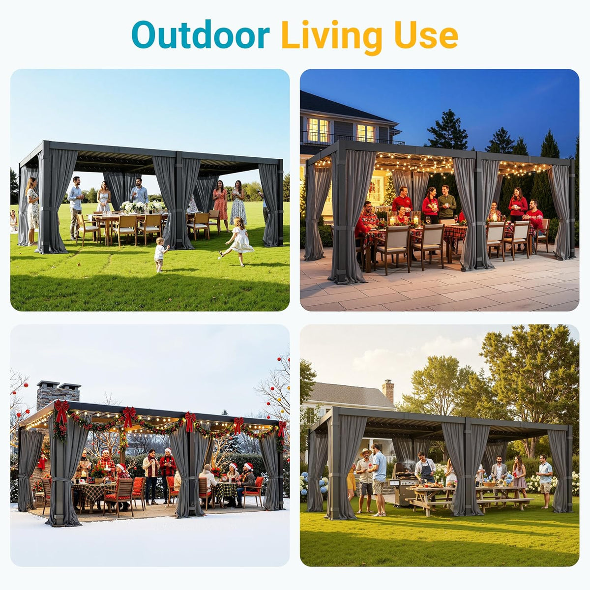 Pergola 12'X20' with Adjustable Roof & Thick Aluminum Frame for All Weather