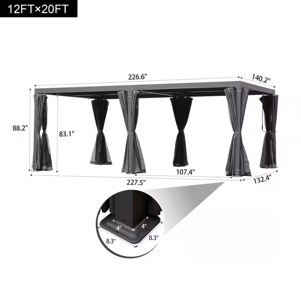 Outdoor Pergola Built for Adjustable Shade Control, 12x20 Ft Aluminum Frame, Waterproof Louvered Roof